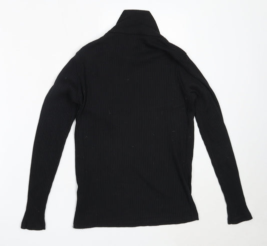 Avenue Womens Black High Neck Polyester Pullover Jumper Size 12
