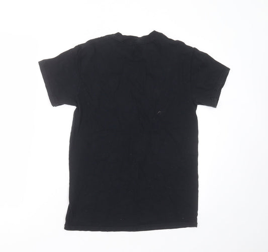 Preworn Mens Black Cotton T-Shirt Size S Round Neck - face