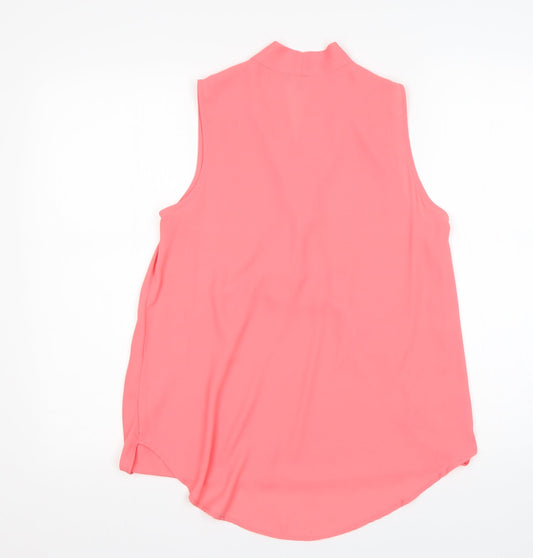 New Look Womens Pink Basic Blouse Size 12 V-Neck