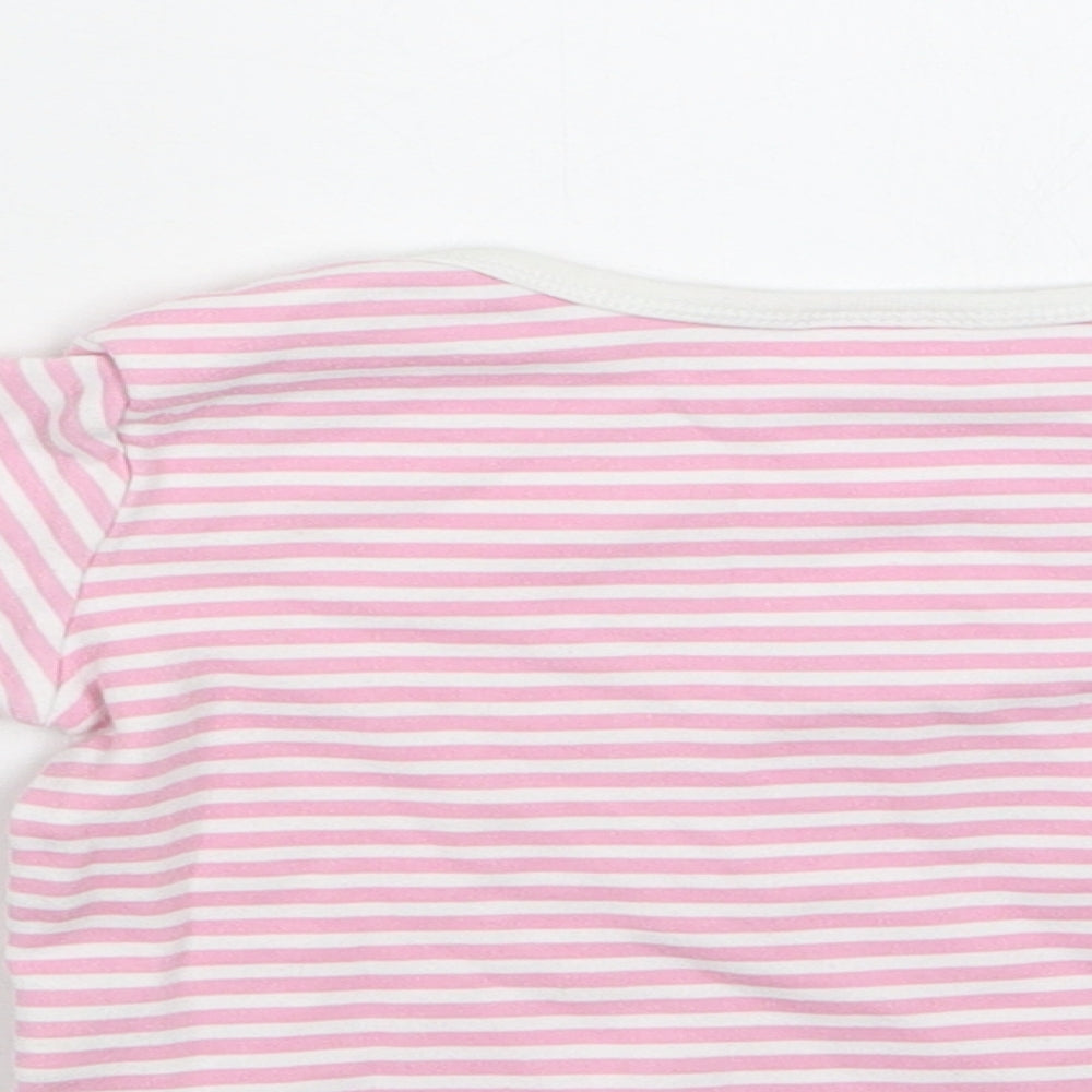 F&F Baby Pink Striped Cotton Basic Blouse Size 12-18 Months Crew Neck - Ladybug