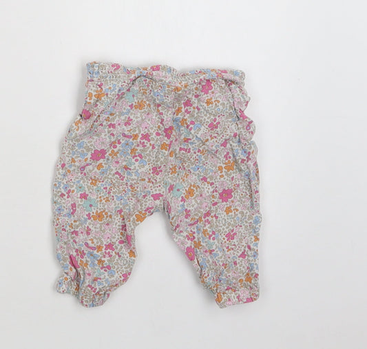 NEXT Baby Multicoloured Floral Viscose Jogger Trousers Size 3-6 Months Drawstring