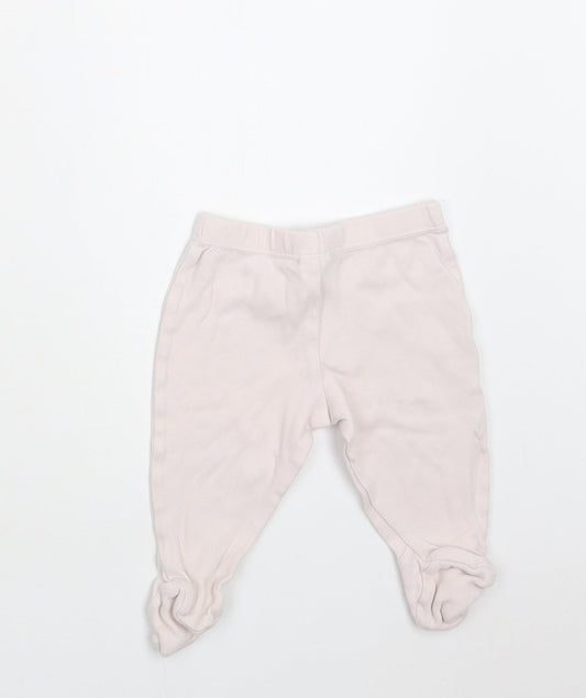 M&S Baby Pink Cotton Jogger Trousers Size 3-6 Months
