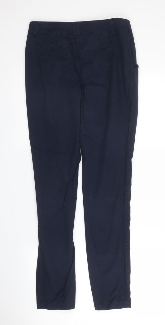 Dorothy Perkins Womens Blue Cotton Chino Trousers Size 6 L30 in Regular Zip