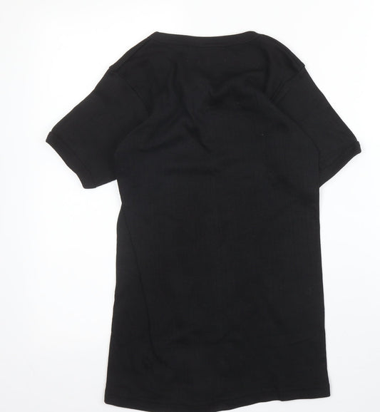 Thermo Ultra Womens Black Cotton Basic T-Shirt Size S Round Neck
