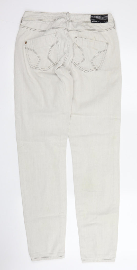 River Island Womens Beige Cotton Tapered Jeans Size 10 L30 in Regular Zip