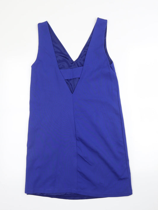 Mabgo Womens Blue Viscose A-Line Size S V-Neck