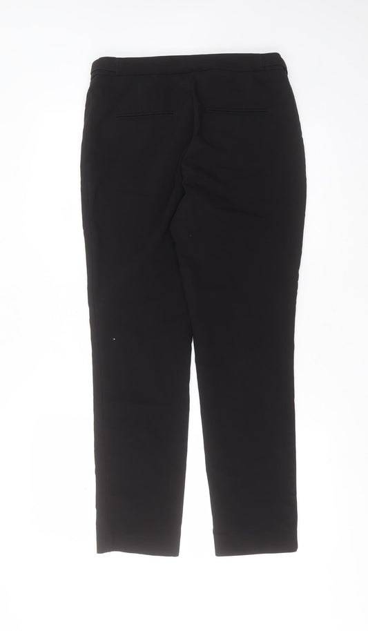 H&M Womens Black Cotton Trousers Size 10 L28 in Regular Zip