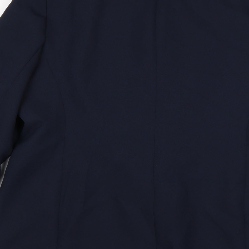 Preworn Womens Blue Polyester Jacket Suit Jacket Size 16