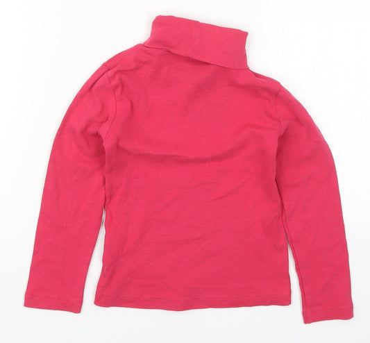 Mont Prix Girls Pink Cotton Basic T-Shirt Size 6 Years Roll Neck Pullover