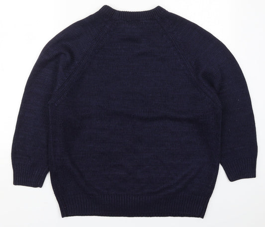 Emily Claire Womens Blue Round Neck Acrylic Pullover Jumper Size 14