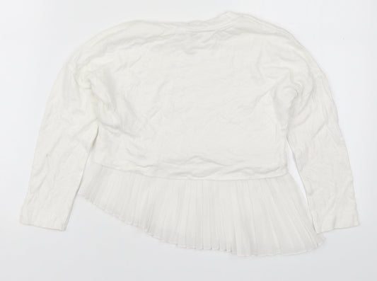 River Island Girls White Round Neck Viscose Pullover Jumper Size 5-6 Years Pullover