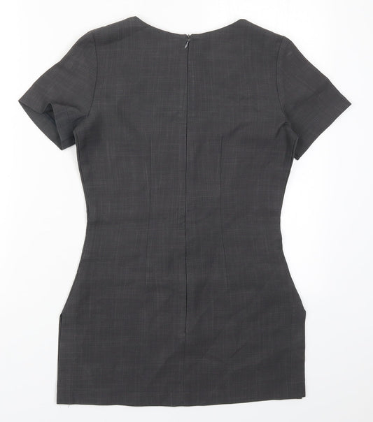 Florenceroby Womens Grey Polyester Basic Blouse Size 6 Round Neck