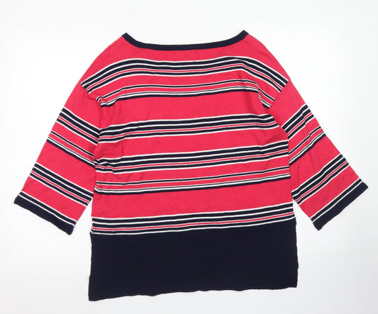 NEXT Womens Pink Boat Neck Striped Cotton Pullover Jumper Size 8