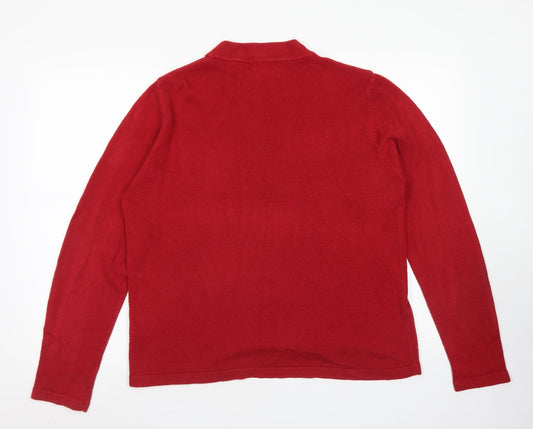 Sarah Hamilton Womens Red Crew Neck Acrylic Pullover Jumper Size XL