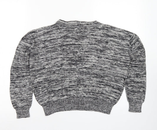 Select Womens Grey Crew Neck Cotton Pullover Jumper Size 8 - Cropped