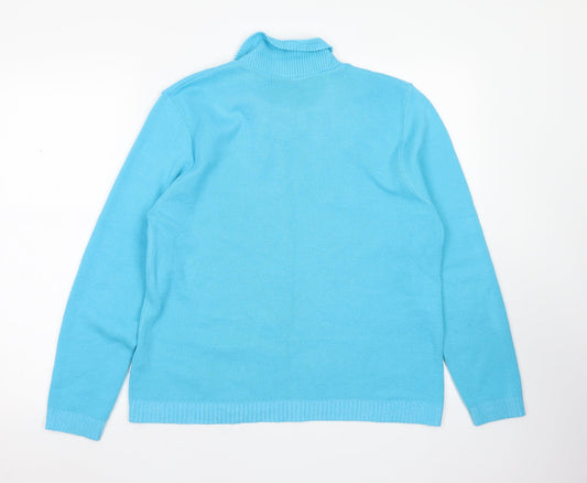 Simon Jeffrey Womens Blue Collared Acrylic Pullover Jumper Size L