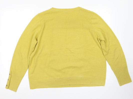 Classic Womens Yellow Round Neck Acrylic Pullover Jumper Size 18