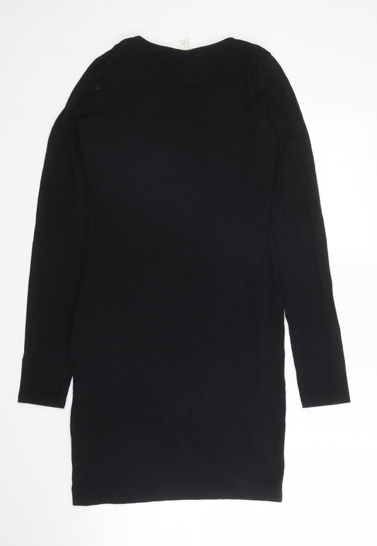H&M Womens Black Cotton Bodycon Size XS Round Neck