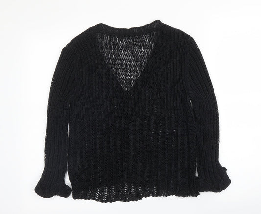 Gerry Weber Womens Black V-Neck Acrylic Cardigan Jumper Size 14
