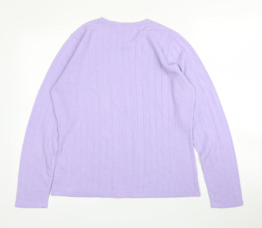 BHS Womens Purple Acrylic Basic Blouse Size 14 Round Neck