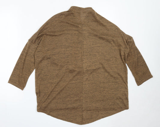 Be Jealous Womens Brown V-Neck Polyester Pullover Jumper Size M
