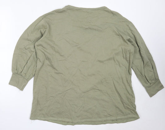 PRETTYLITTLETHING Womens Green Cotton Pullover Sweatshirt Size 8