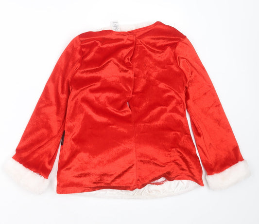George Boys Red Polyester Basic T-Shirt Size 7-8 Years Collared - Santa Fancy Dress