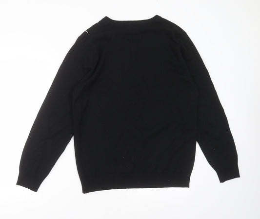 Cedar Wood State Mens Black V-Neck Acrylic Pullover Jumper Size M