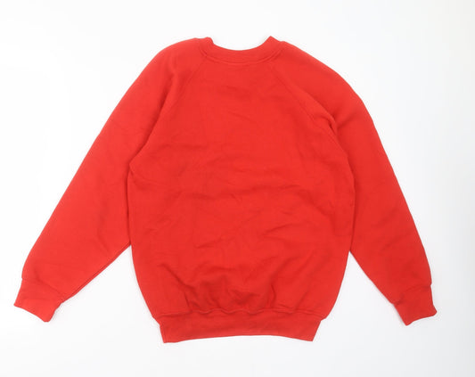 Russell Mens Red  Cotton Pullover Sweatshirt Size XS