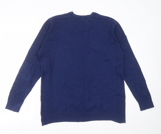 Propeller Mens Blue Round Neck Cotton Pullover Jumper Size 2XL
