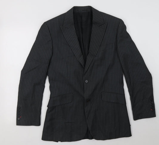 New Look Womens Grey Striped Jacket Blazer Size 36 Button