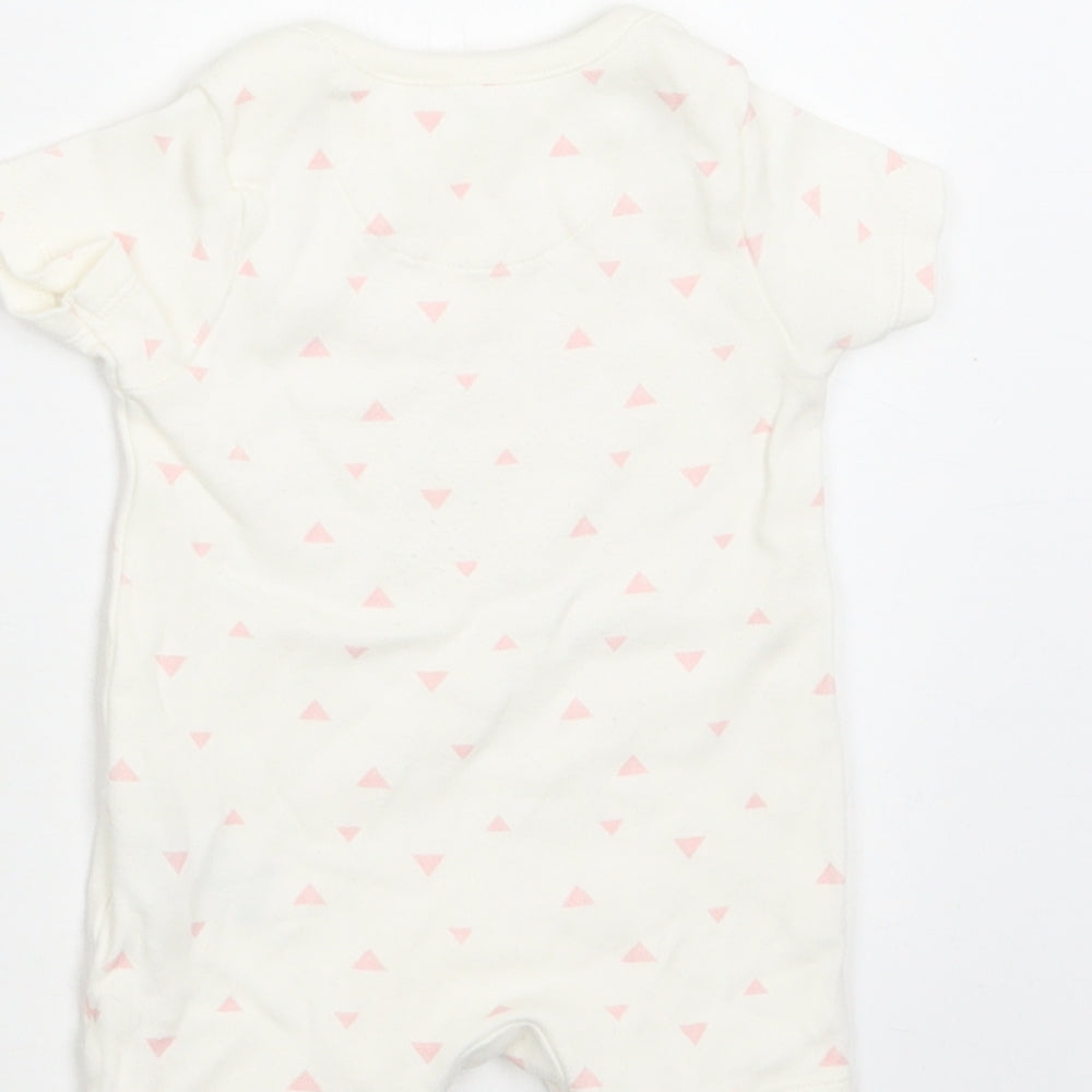 M&S Baby White Geometric Cotton Romper One-Piece Size 0-3 Months Snap