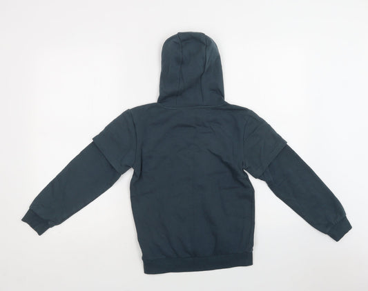 Matalan Boys Green Cotton Pullover Hoodie Size 9 Years