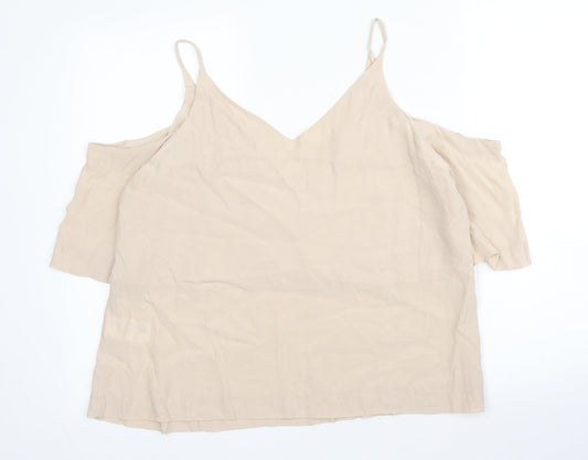 H&M Womens Beige Viscose Camisole Blouse Size 10 V-Neck