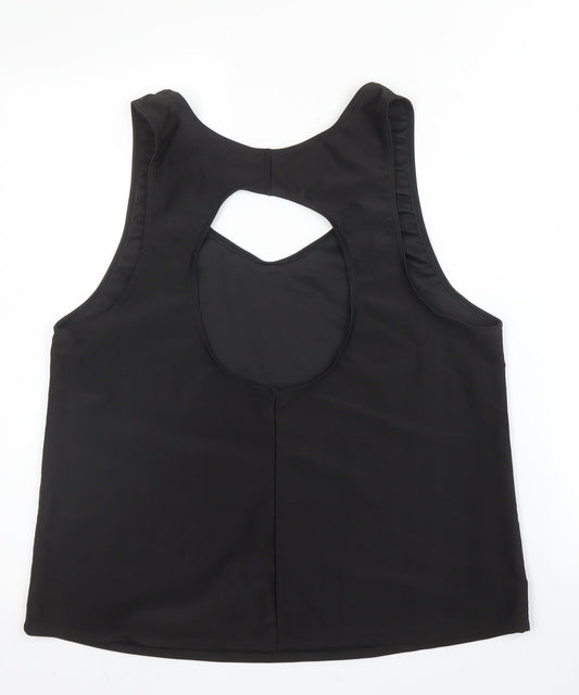 Preworn Womens Black Polyester Basic Blouse Size L Square Neck
