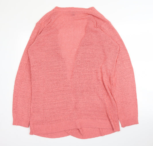 ESMARA Womens Pink V-Neck Acrylic Cardigan Jumper Size 16