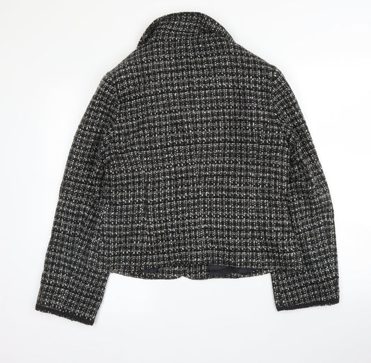 BHS Womens Black Check Jacket Size 14 Button