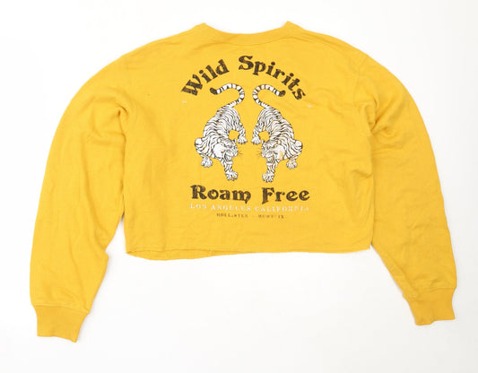 Hollister Womens Yellow Cotton Pullover Sweatshirt Size S
