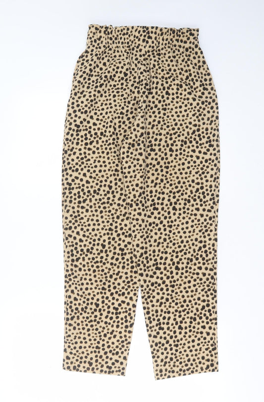 Monki Womens Brown Animal Print Polyester Trousers Size 4 L25 in Regular