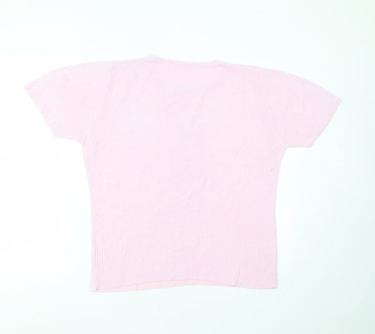 Matalan Womens Pink Round Neck Acrylic Pullover Jumper Size 16