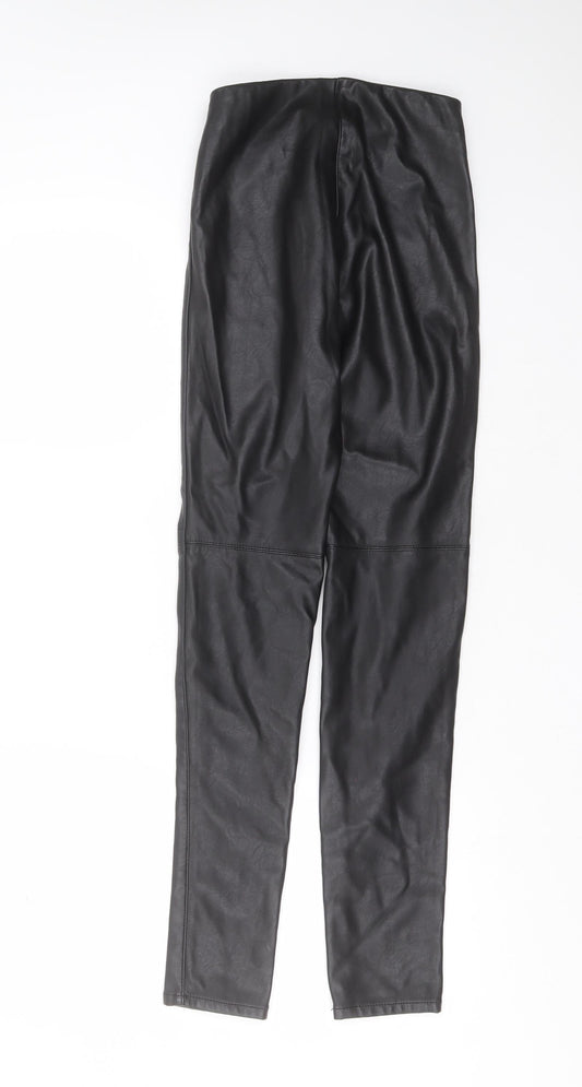 Divided by H&M Womens Black Polyester Trousers Size 8 L28 in Extra-Slim