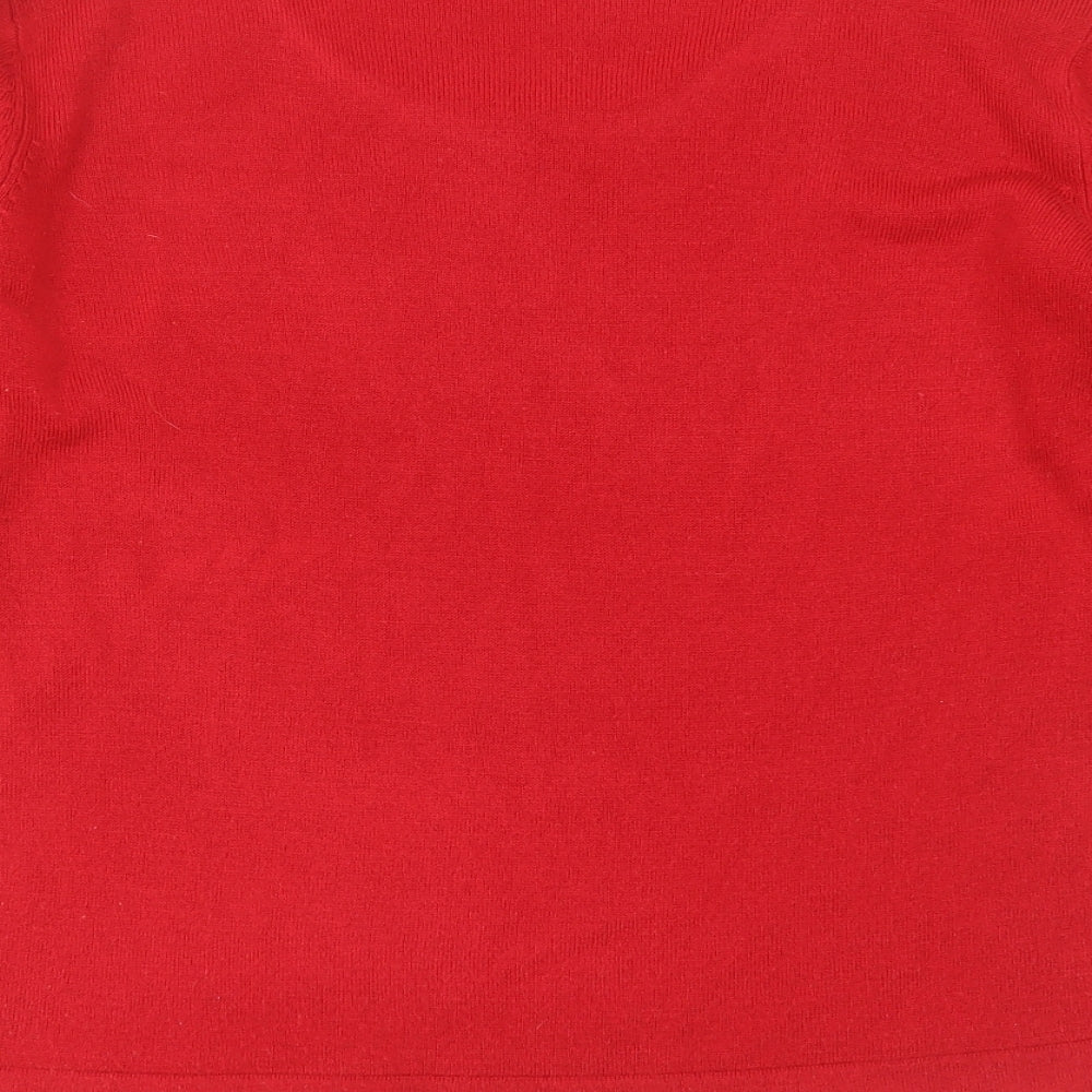 BM Womens Red Scoop Neck Acrylic Pullover Jumper Size M - sequins