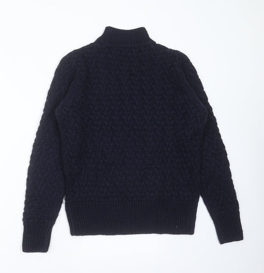 QED London Womens Blue Round Neck Geometric Acrylic Pullover Jumper Size S