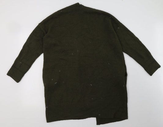 Oasis Womens Green V-Neck Acrylic Cardigan Jumper Size S