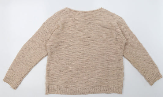 Dorothy Perkins Womens Beige Acrylic Pullover Sweatshirt Size 14 Pullover