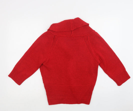 Per Una Womens Red Collared Acrylic Cardigan Jumper Size M