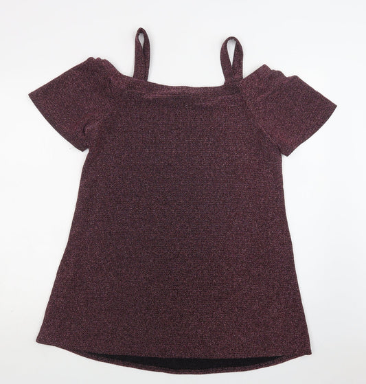 New Lok Womens Purple Nylon A-Line Size 12 Off the Shoulder