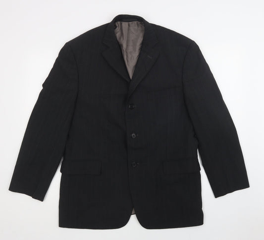 Marks & Spencer Mens Grey Striped Jacket Blazer Size 42 Button