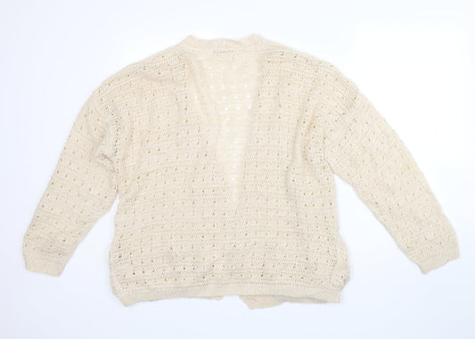 G21 Womens Ivory V-Neck Acrylic Cardigan Jumper Size 12