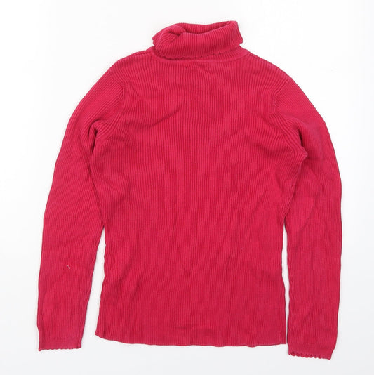 George Girls Pink Roll Neck Cotton Pullover Jumper Size 11-12 Years Pullover